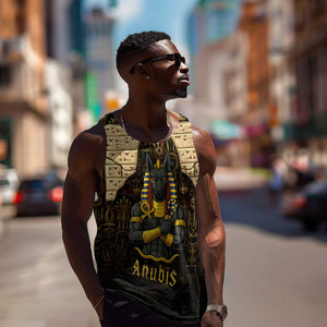 Anubis Egypt Men Tank Top Ancient Hieroglyph Pharaoh Spirit - African Pride