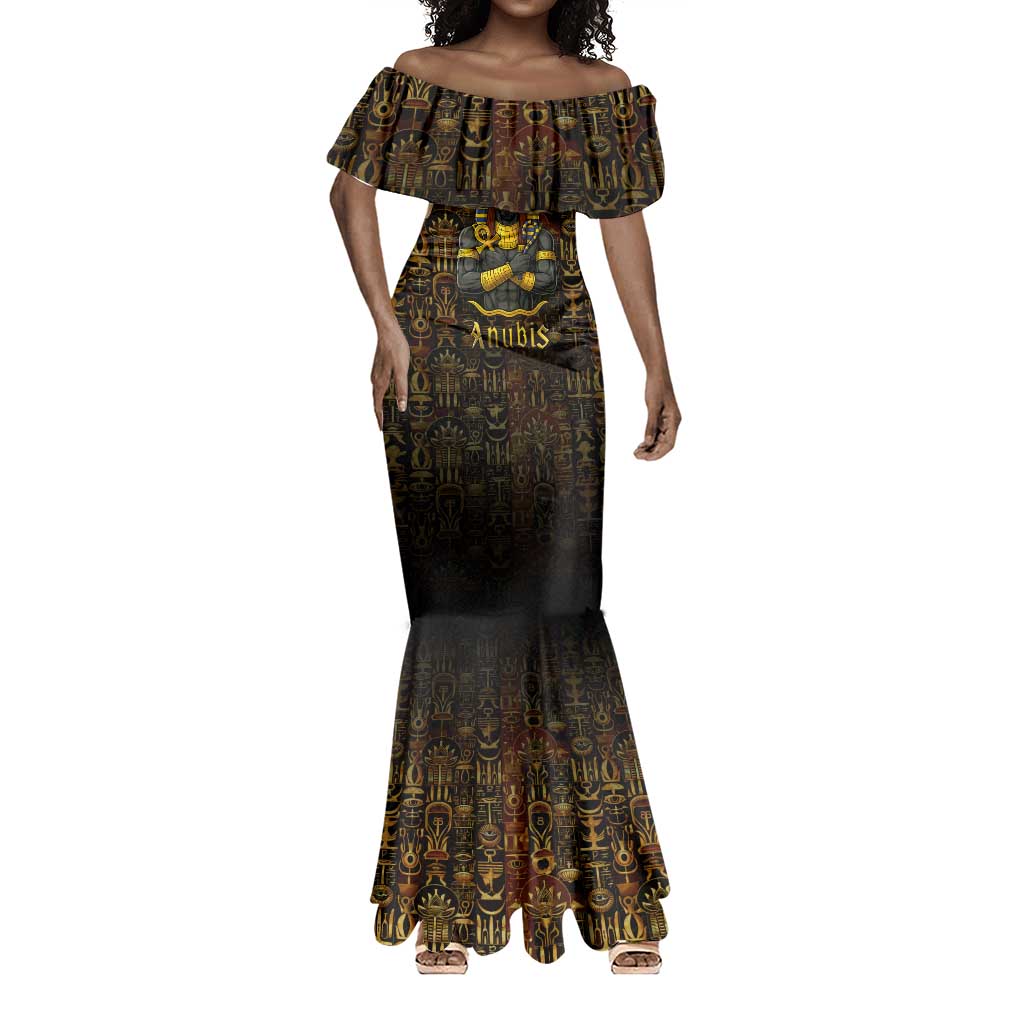 Anubis Egypt Mermaid Dress Ancient Hieroglyph Pharaoh Spirit - African Pride