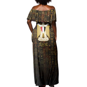 Anubis Egypt Off Shoulder Maxi Dress Ancient Hieroglyph Pharaoh Spirit - African Pride