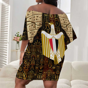 Anubis Egypt Off Shoulder Short Dress Ancient Hieroglyph Pharaoh Spirit - African Pride