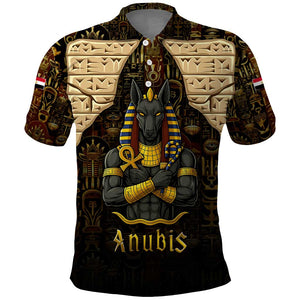 Anubis Egypt Polo Shirt Ancient Hieroglyph Pharaoh Spirit - African Pride