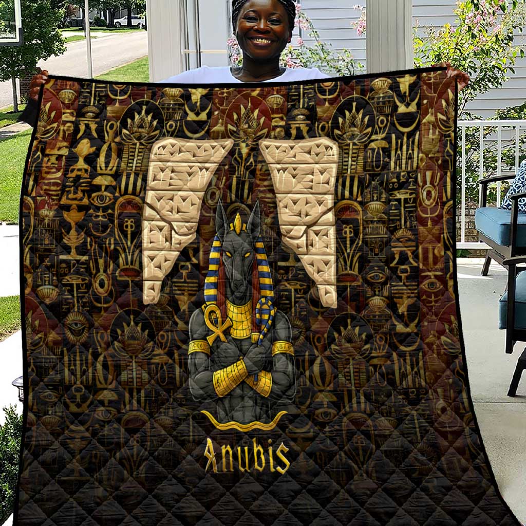 Anubis Egypt Quilt Ancient Hieroglyph Pharaoh Spirit - African Pride