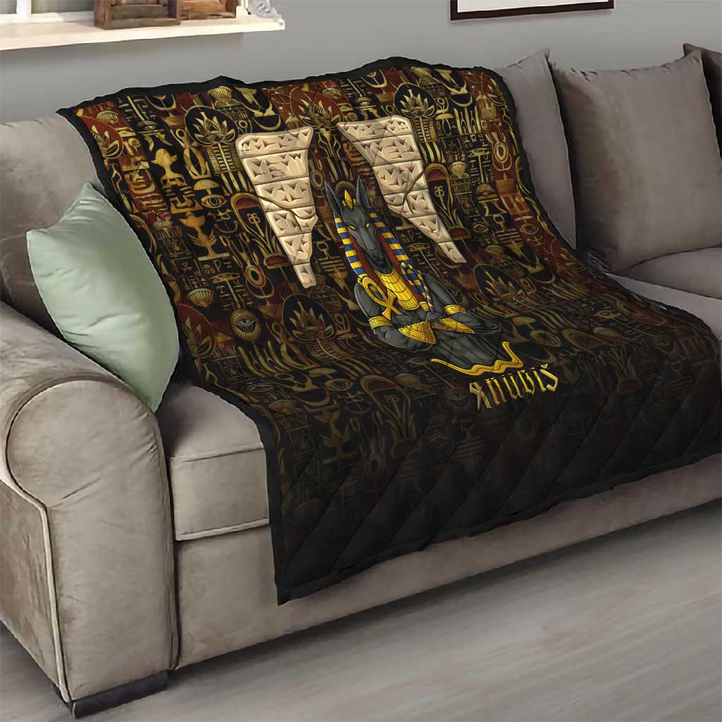 Anubis Egypt Quilt Ancient Hieroglyph Pharaoh Spirit - African Pride