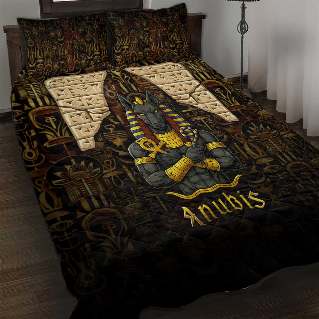 Anubis Egypt Quilt Bed Set Ancient Hieroglyph Pharaoh Spirit - African Pride