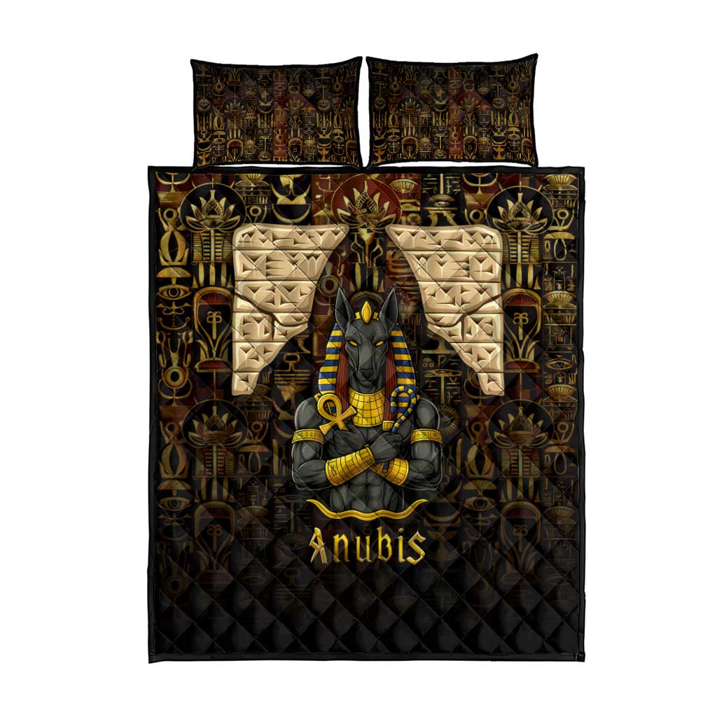 Anubis Egypt Quilt Bed Set Ancient Hieroglyph Pharaoh Spirit - African Pride