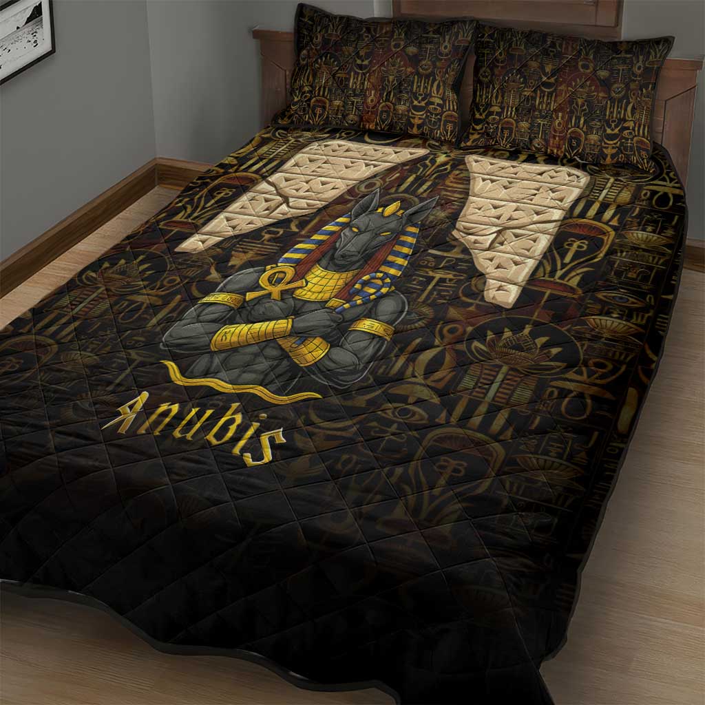 Anubis Egypt Quilt Bed Set Ancient Hieroglyph Pharaoh Spirit - African Pride