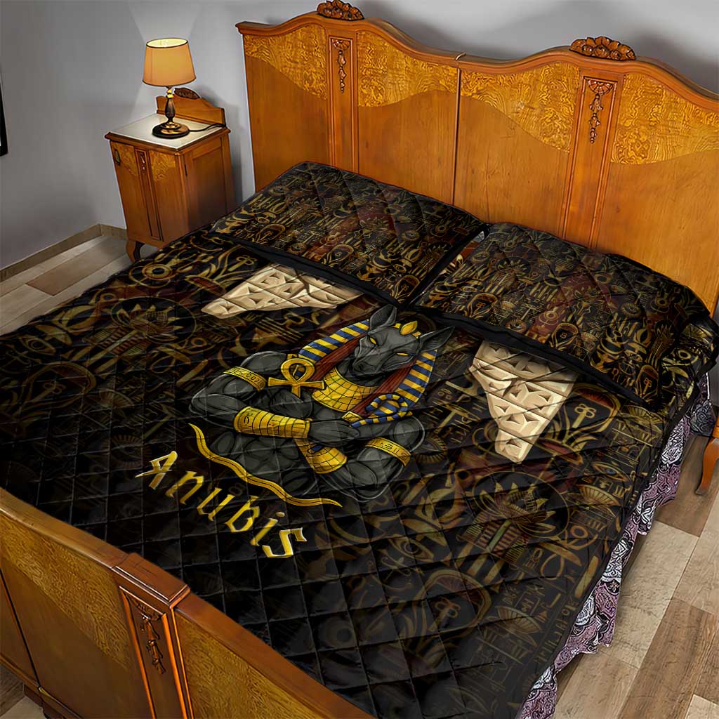 Anubis Egypt Quilt Bed Set Ancient Hieroglyph Pharaoh Spirit - African Pride
