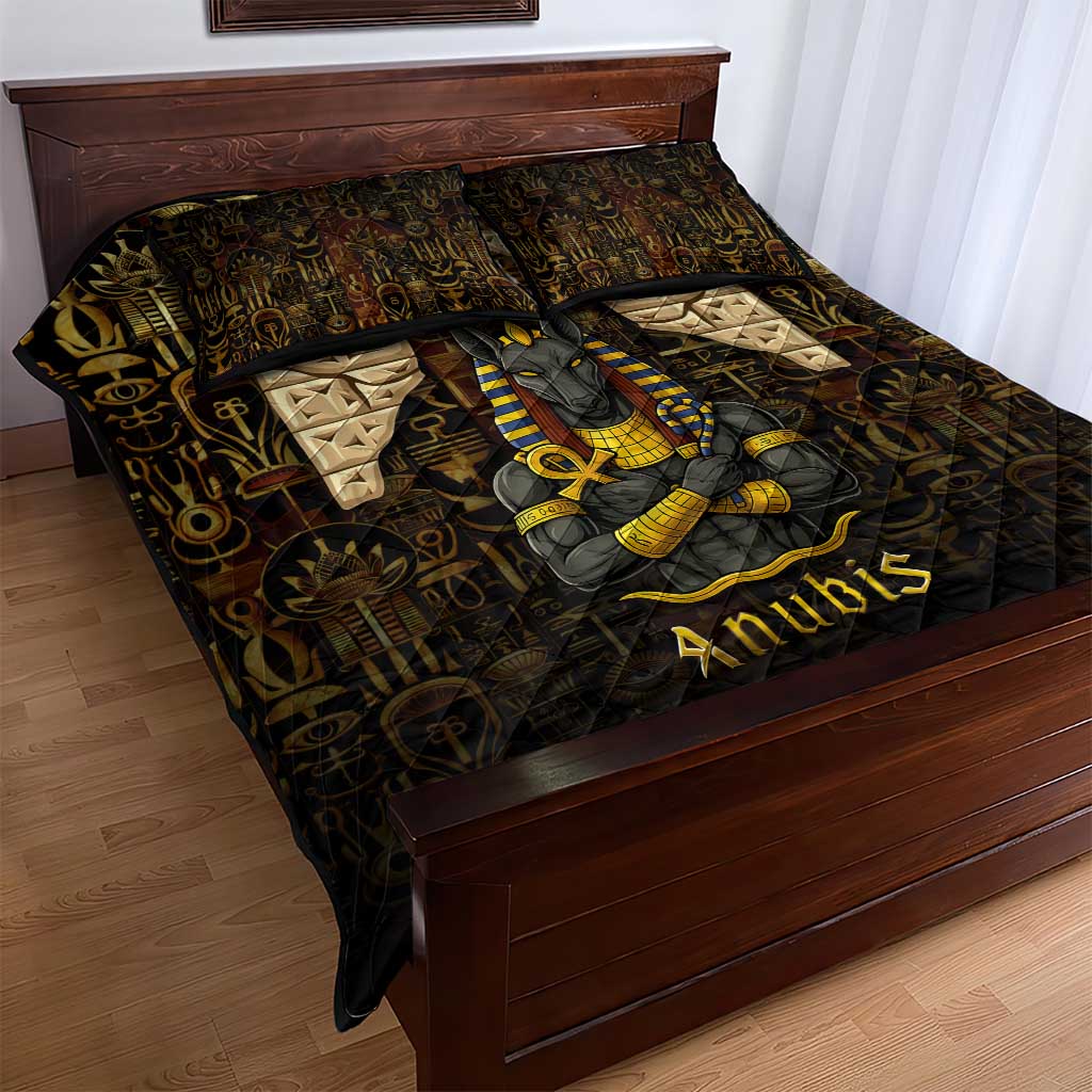 Anubis Egypt Quilt Bed Set Ancient Hieroglyph Pharaoh Spirit - African Pride