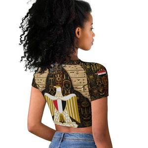 Anubis Egypt Raglan Cropped T shirt Ancient Hieroglyph Pharaoh Spirit - African Pride
