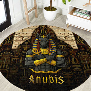 Anubis Egypt Round Carpet Ancient Hieroglyph Pharaoh Spirit - African Pride