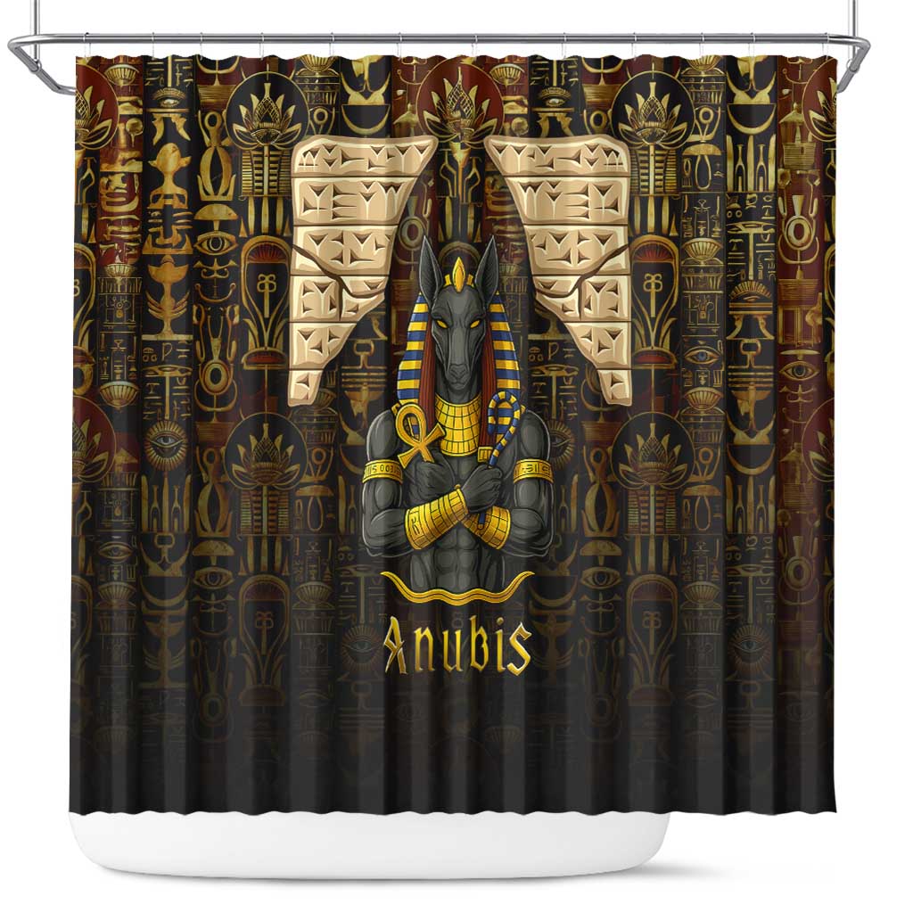 Anubis Egypt Shower Curtain Ancient Hieroglyph Pharaoh Spirit - African Pride