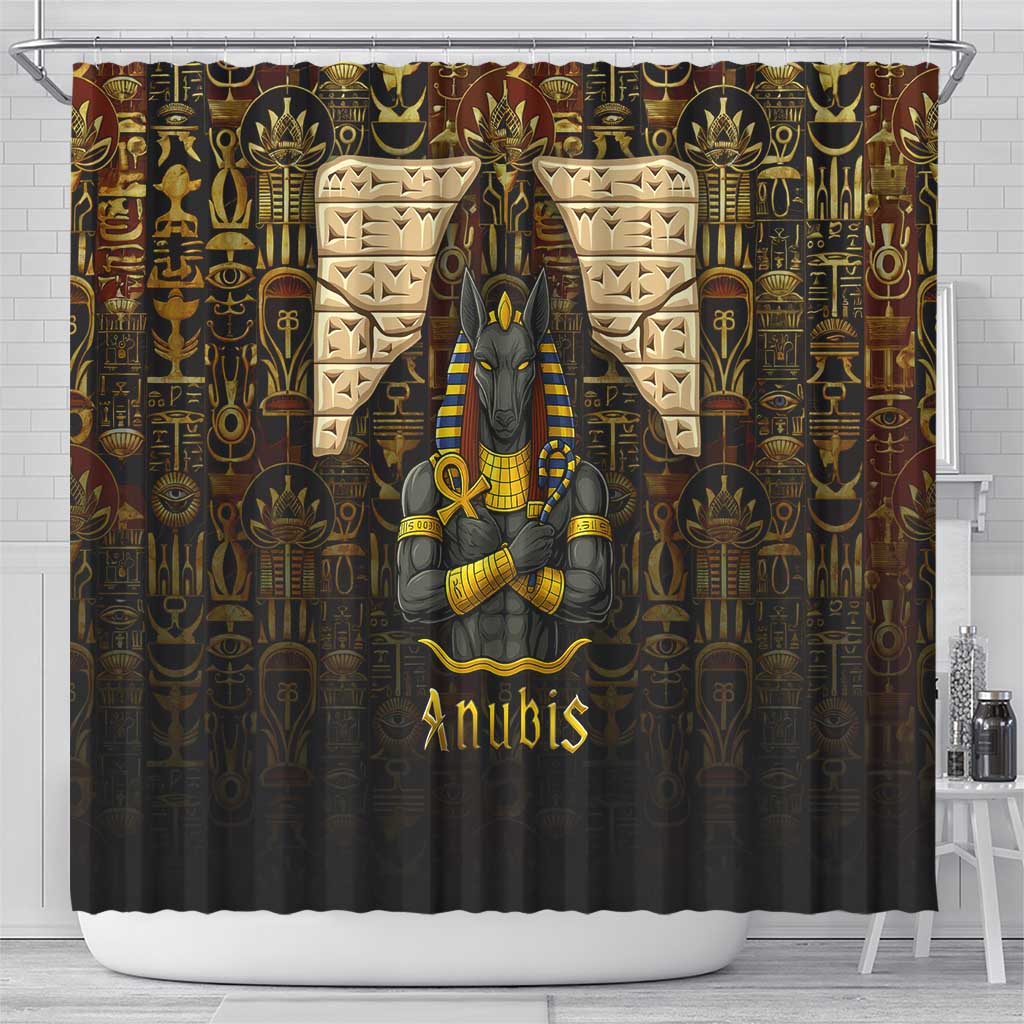 Anubis Egypt Shower Curtain Ancient Hieroglyph Pharaoh Spirit - African Pride