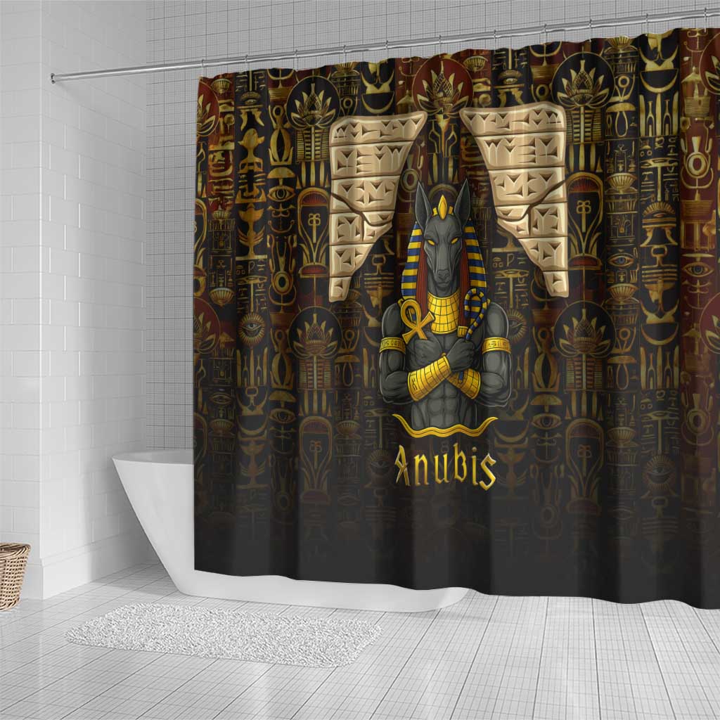 Anubis Egypt Shower Curtain Ancient Hieroglyph Pharaoh Spirit - African Pride
