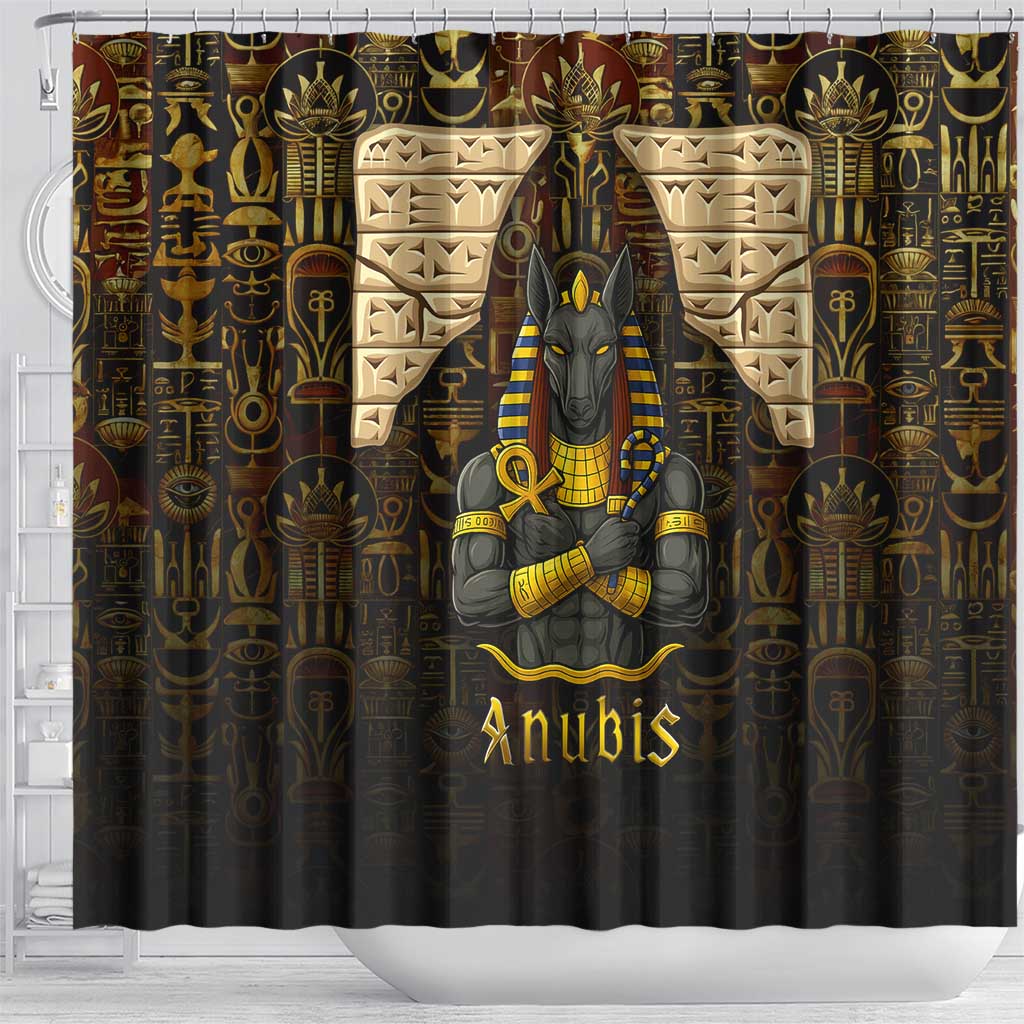 Anubis Egypt Shower Curtain Ancient Hieroglyph Pharaoh Spirit - African Pride