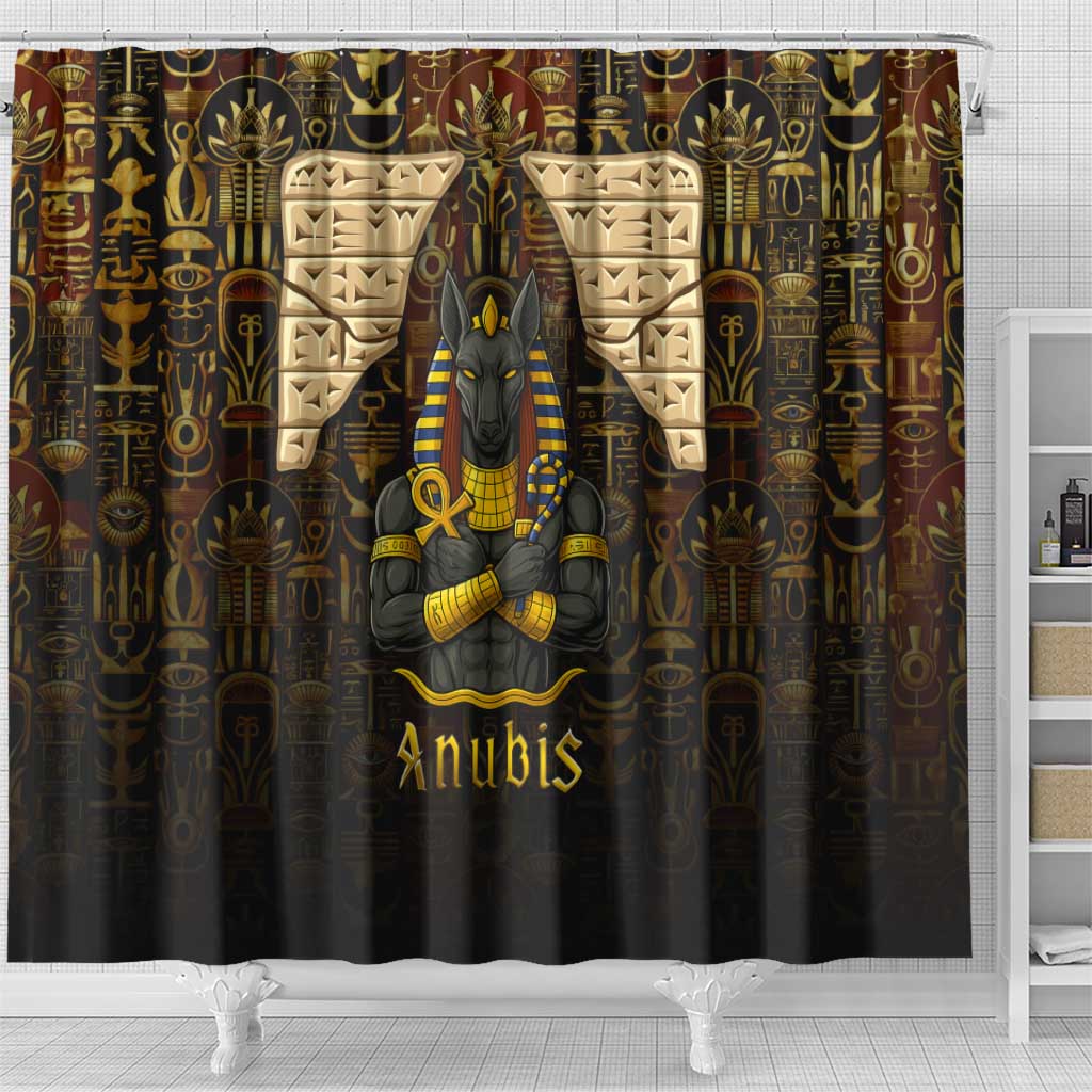 Anubis Egypt Shower Curtain Ancient Hieroglyph Pharaoh Spirit - African Pride