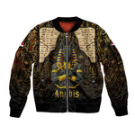 Anubis Egypt Sleeve Zip Bomber Jacket Ancient Hieroglyph Pharaoh Spirit - African Pride