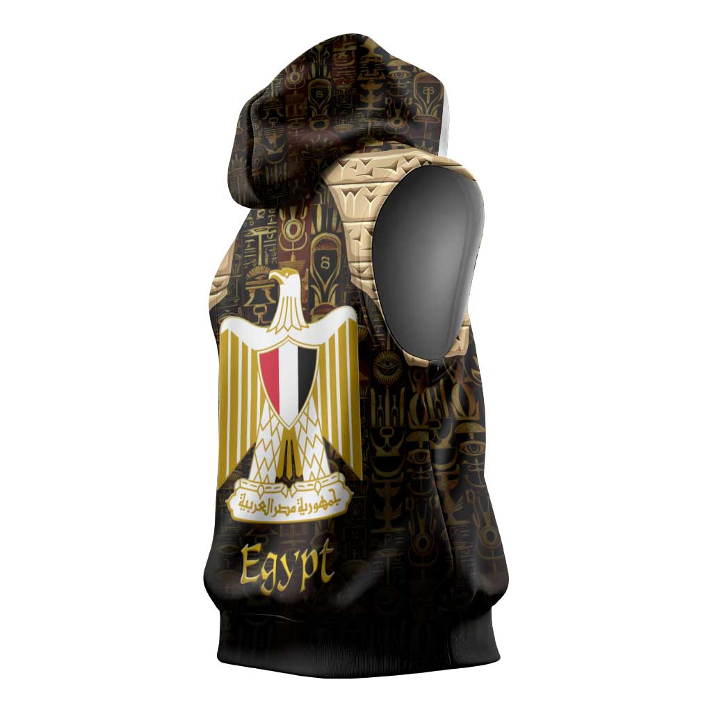 Anubis Egypt Sleeveless Hoodie Ancient Hieroglyph Pharaoh Spirit - African Pride