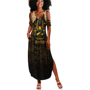 Anubis Egypt Summer Maxi Dress Ancient Hieroglyph Pharaoh Spirit - African Pride