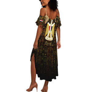 Anubis Egypt Summer Maxi Dress Ancient Hieroglyph Pharaoh Spirit - African Pride