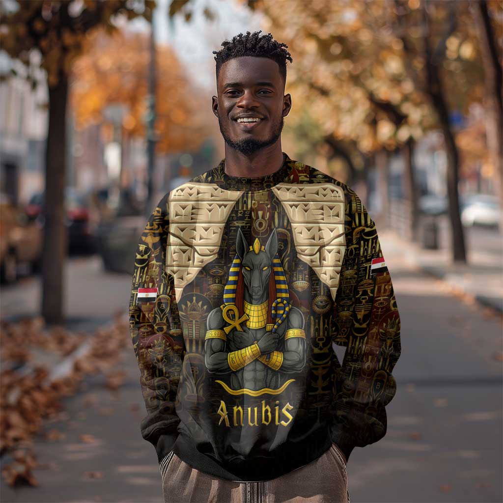 Anubis Egypt Sweatshirt Ancient Hieroglyph Pharaoh Spirit - African Pride