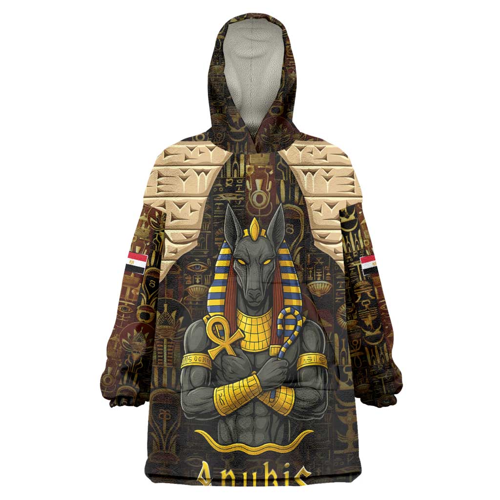 Anubis Egypt Wearable Blanket Hoodie Ancient Hieroglyph Pharaoh Spirit - African Pride