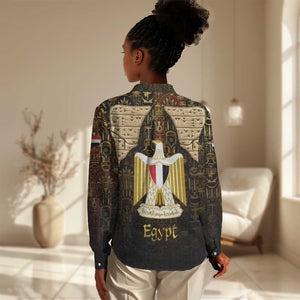 Anubis Egypt Women Casual Shirt Ancient Hieroglyph Pharaoh Spirit - African Pride
