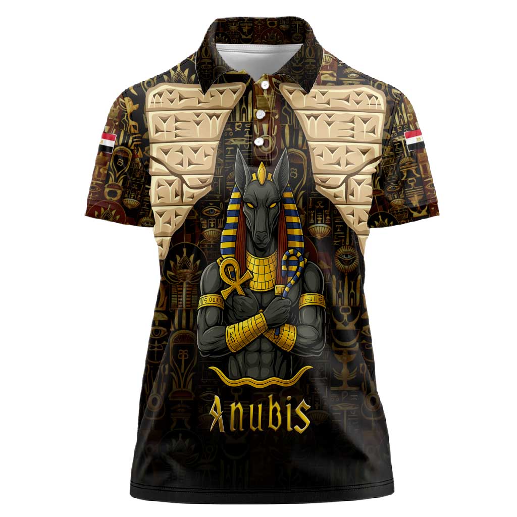 Anubis Egypt Women Polo Shirt Ancient Hieroglyph Pharaoh Spirit - African Pride