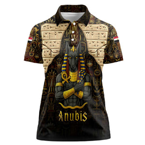 Anubis Egypt Women Polo Shirt Ancient Hieroglyph Pharaoh Spirit - African Pride