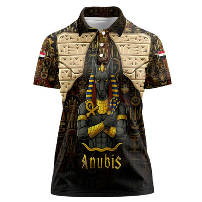 Anubis Egypt Women Polo Shirt Ancient Hieroglyph Pharaoh Spirit - African Pride