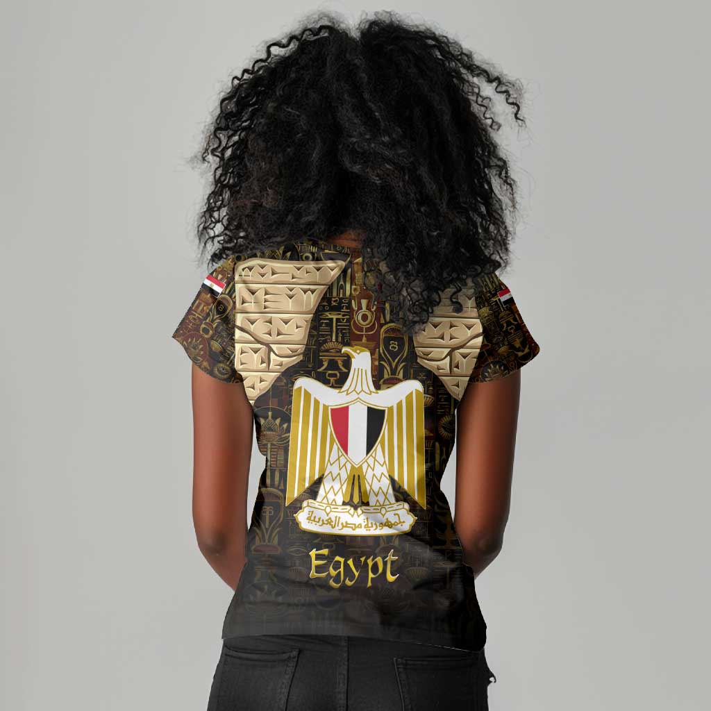 Anubis Egypt Women V-Neck T-Shirt Ancient Hieroglyph Pharaoh Spirit - African Pride