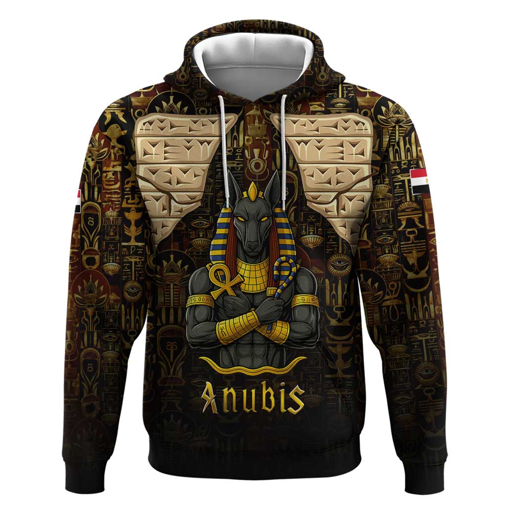 Anubis Egypt Zip Hoodie Ancient Hieroglyph Pharaoh Spirit - African Pride