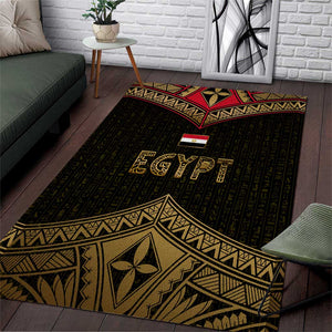 Ankh Eye of Horus Egypt Area Rug Ancient Black Gold Hieroglyph Spirit - African Pride