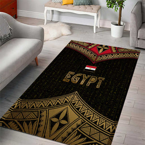 Ankh Eye of Horus Egypt Area Rug Ancient Black Gold Hieroglyph Spirit - African Pride