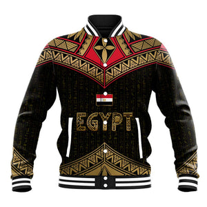 Ankh Eye of Horus Egypt Baseball Jacket Ancient Black Gold Hieroglyph Spirit - African Pride
