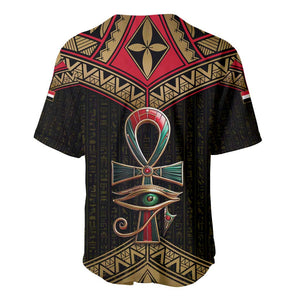Ankh Eye of Horus Egypt Baseball Jersey Ancient Black Gold Hieroglyph Spirit - African Pride