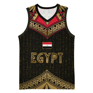 Ankh Eye of Horus Egypt Basketball Jersey Ancient Black Gold Hieroglyph Spirit - African Pride