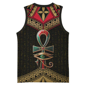 Ankh Eye of Horus Egypt Basketball Jersey Ancient Black Gold Hieroglyph Spirit - African Pride