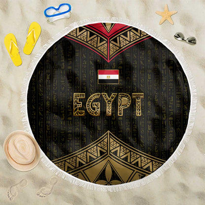 Ankh Eye of Horus Egypt Beach Blanket Ancient Black Gold Hieroglyph Spirit - African Pride