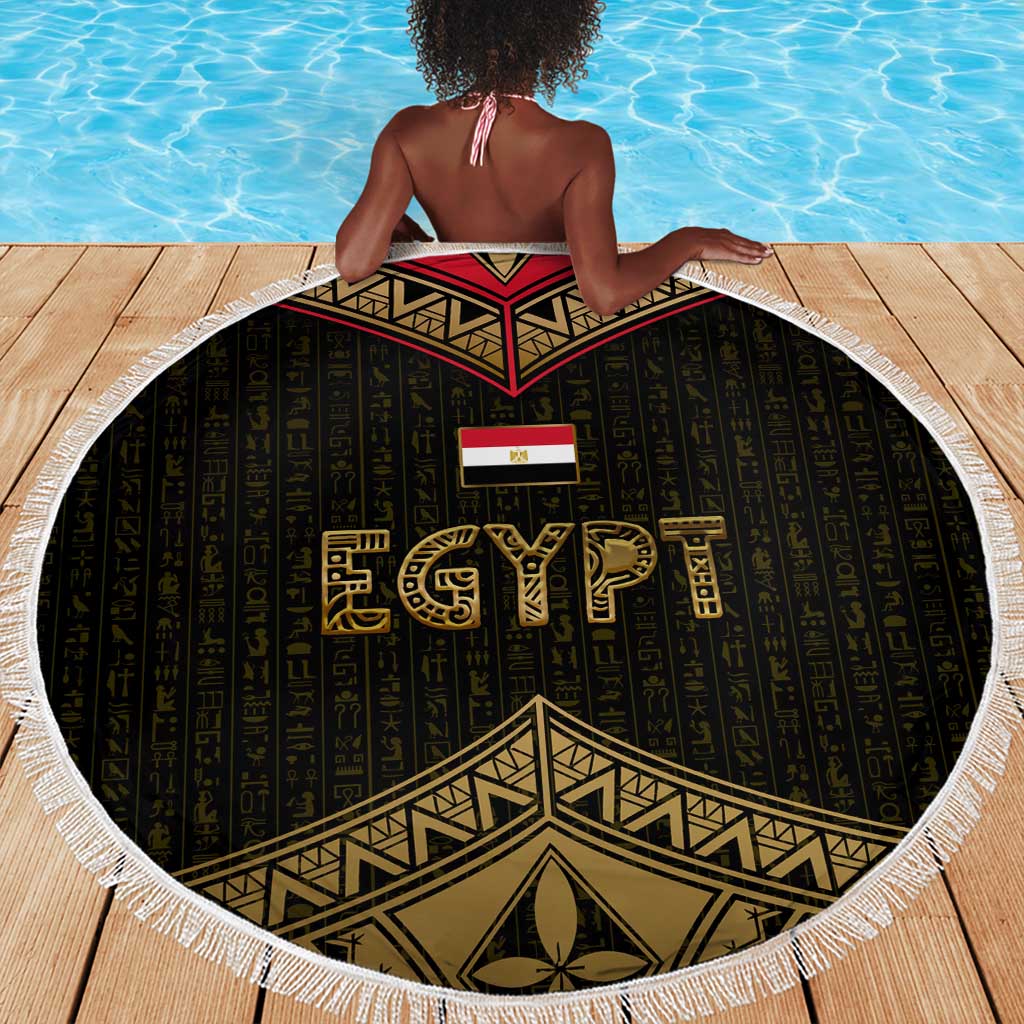 Ankh Eye of Horus Egypt Beach Blanket Ancient Black Gold Hieroglyph Spirit - African Pride