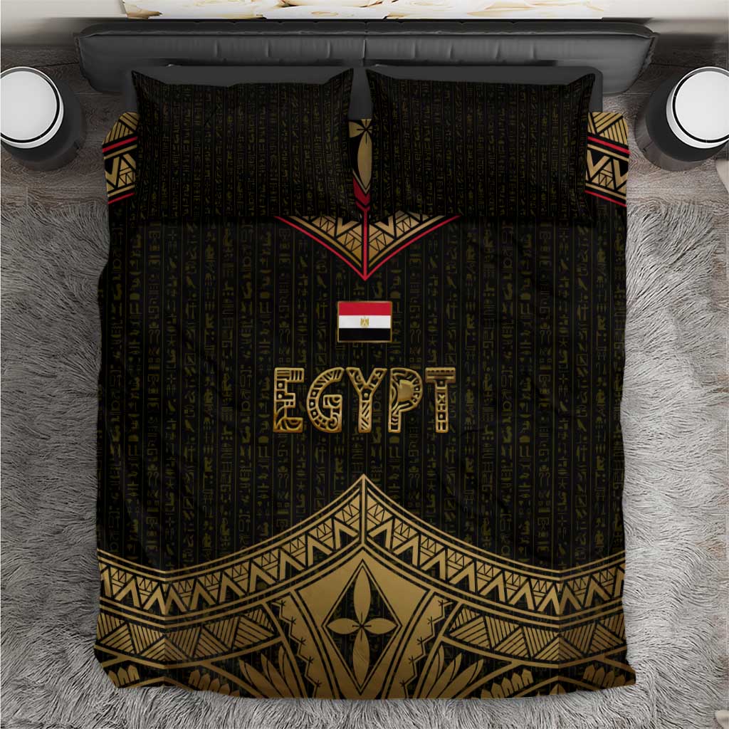 Ankh Eye of Horus Egypt Bedding Set Ancient Black Gold Hieroglyph Spirit - African Pride