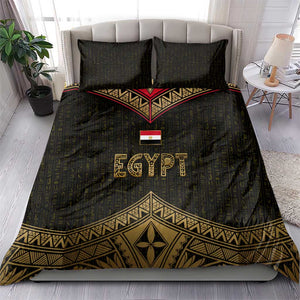 Ankh Eye of Horus Egypt Bedding Set Ancient Black Gold Hieroglyph Spirit - African Pride