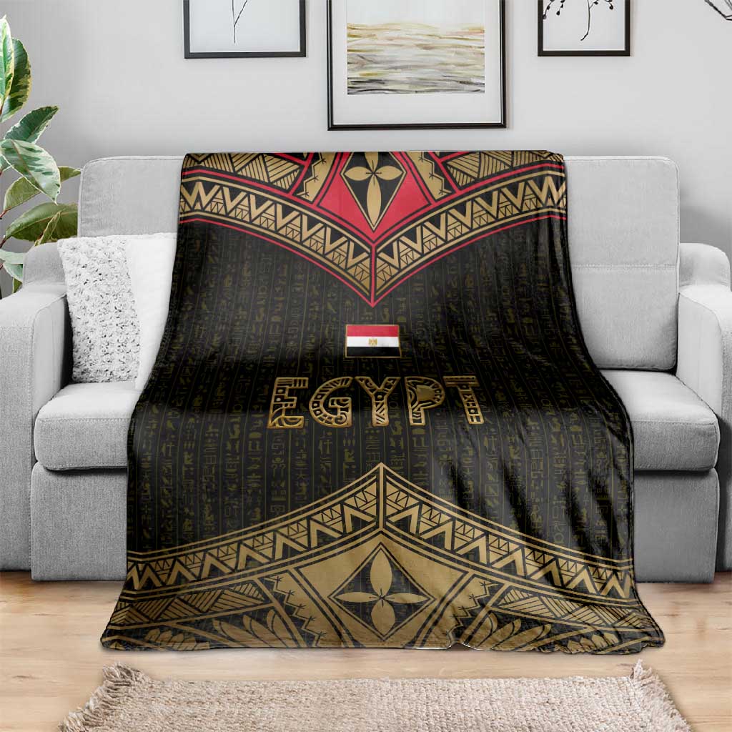 Ankh Eye of Horus Egypt Blanket Ancient Black Gold Hieroglyph Spirit - African Pride