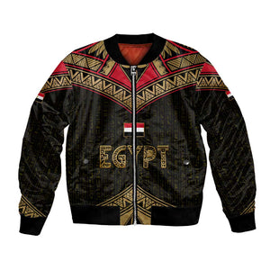Ankh Eye of Horus Egypt Bomber Jacket Ancient Black Gold Hieroglyph Spirit - African Pride