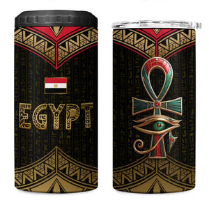 Ankh Eye of Horus Egypt 4 in 1 Can Cooler Tumbler Ancient Black Gold Hieroglyph Spirit - African Pride