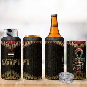 Ankh Eye of Horus Egypt 4 in 1 Can Cooler Tumbler Ancient Black Gold Hieroglyph Spirit - African Pride