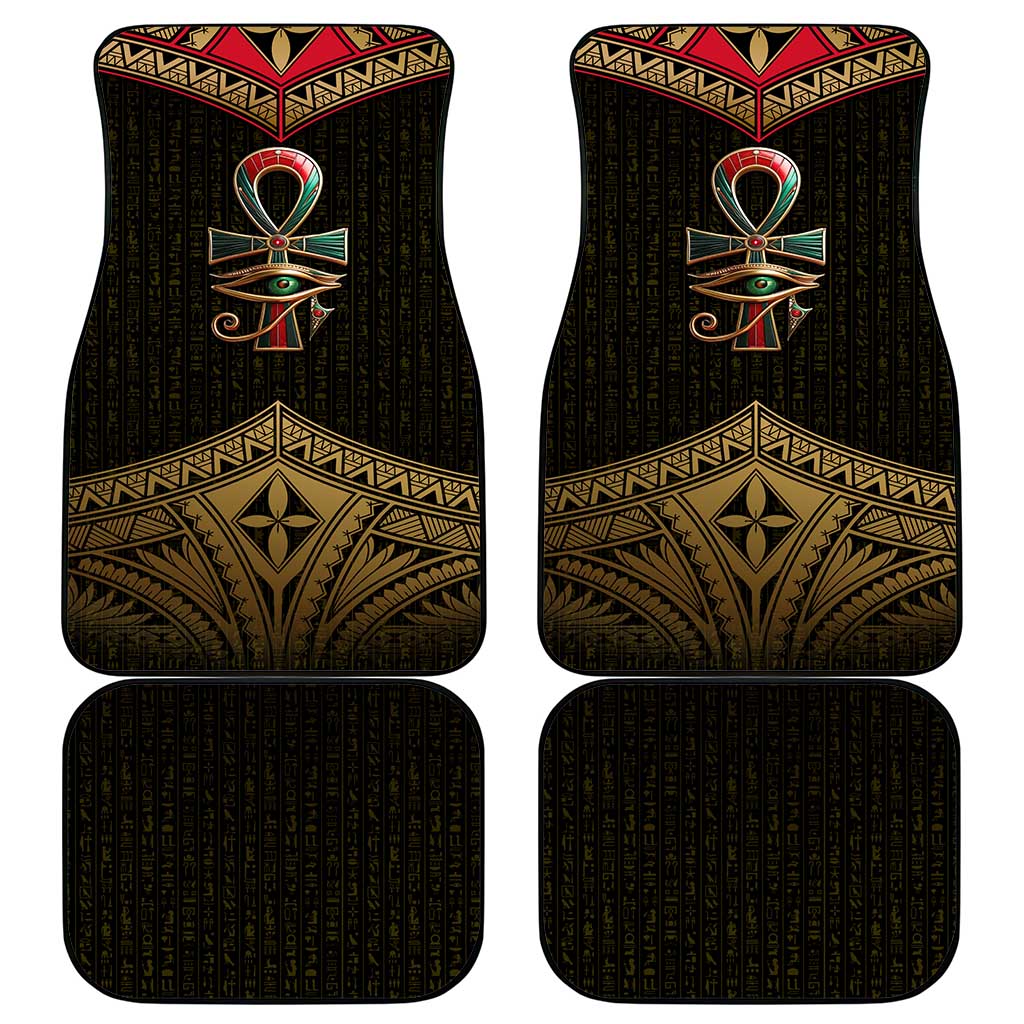Ankh Eye of Horus Egypt Car Mats Ancient Black Gold Hieroglyph Spirit - African Pride