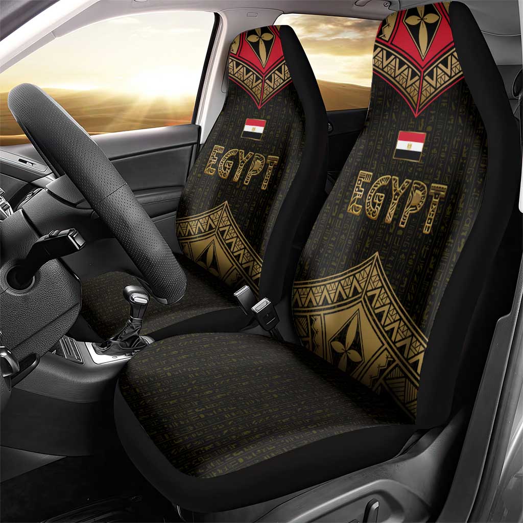 Ankh Eye of Horus Egypt Car Seat Cover Ancient Black Gold Hieroglyph Spirit - African Pride