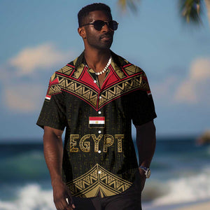 Ankh Eye of Horus Egypt Hawaiian Shirt Ancient Black Gold Hieroglyph Spirit - African Pride