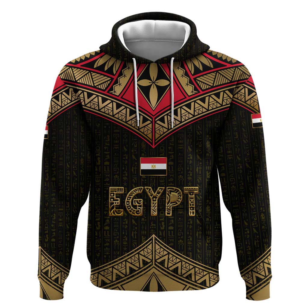 Ankh Eye of Horus Egypt Hoodie Ancient Black Gold Hieroglyph Spirit - African Pride