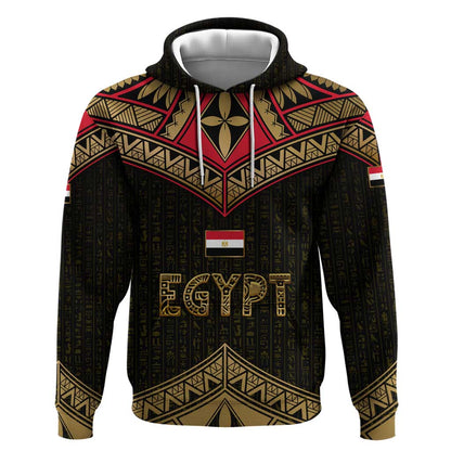 Ankh Eye of Horus Egypt Hoodie Ancient Black Gold Hieroglyph Spirit - African Pride